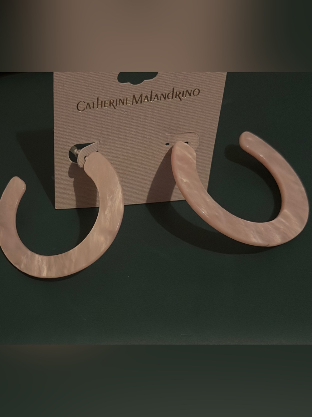 NWT Catherine Malandrino Pink Resin Open Hoop Earrings. 2 1/4”L x 2 1/4”L.